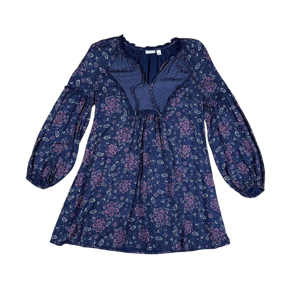 Nordstrom HINGE Boho Floral Mini Dress Cottagecore Peasant Style XS‎